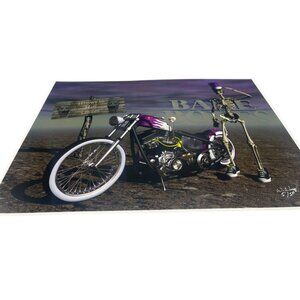 LE GM Harley Davidson motorcycle print artwork signed Wright 5/50 16x12" skeleto